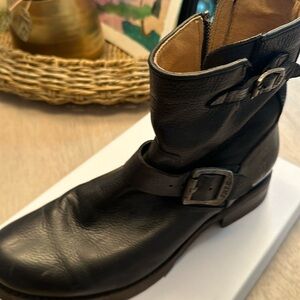 Black Frye buckle booties